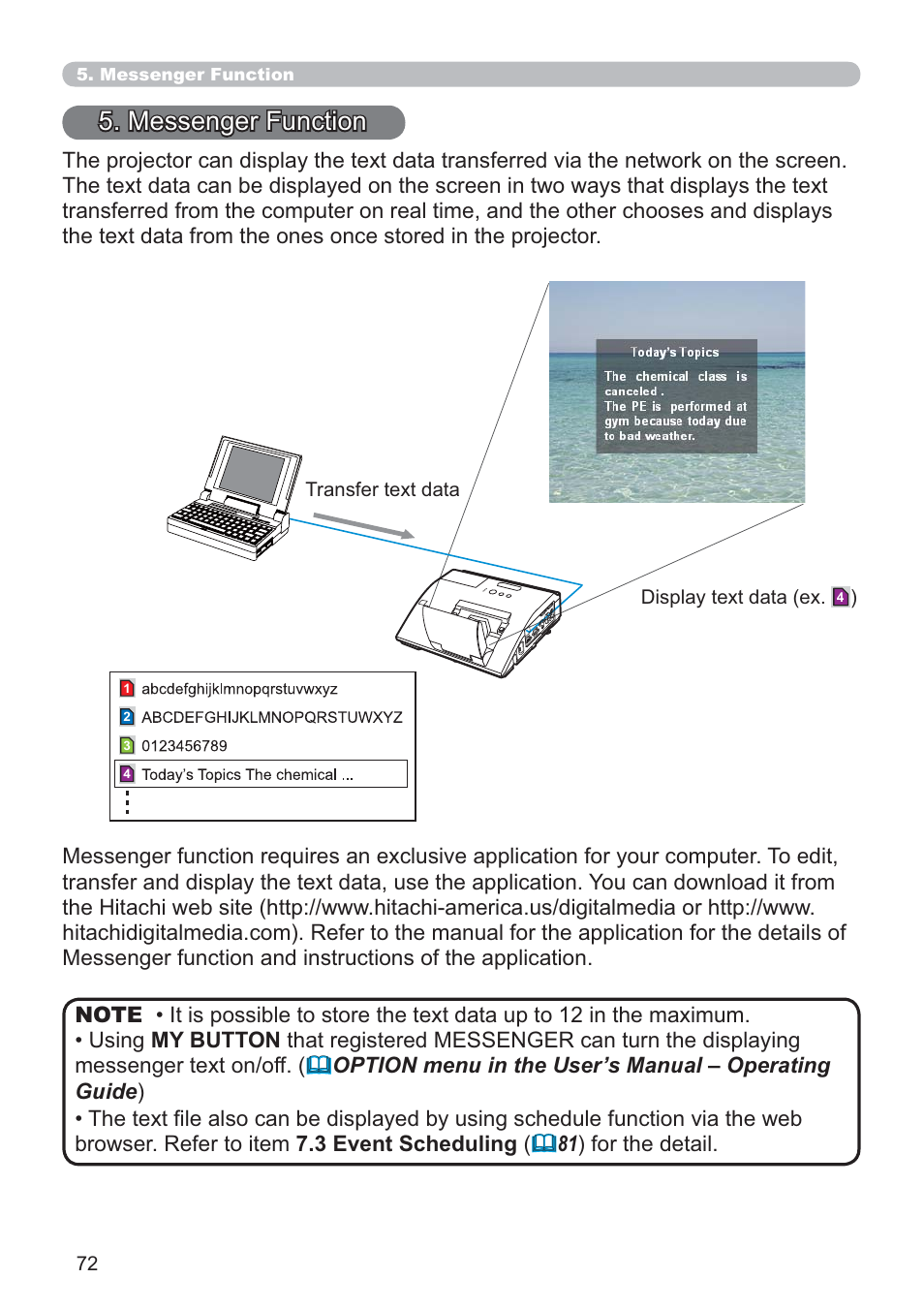 Messenger function | Dukane Data Video 8107HWI User Manual | Page 74 / 94