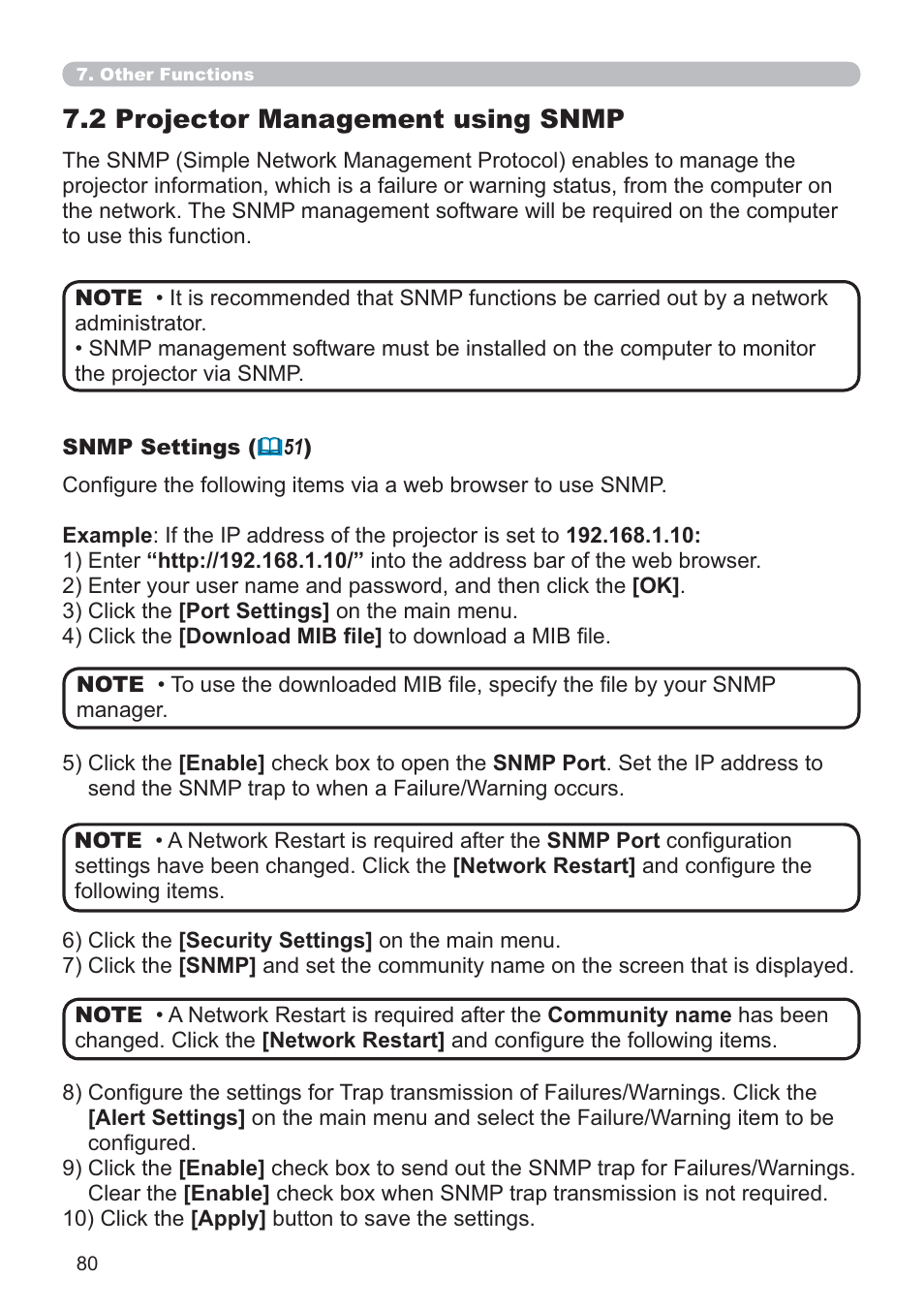 2 projector management using snmp | Dukane Data Video 8107HWI User Manual | Page 82 / 94