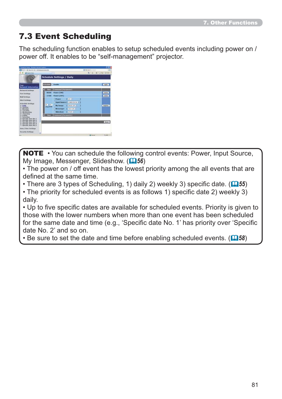 3 event scheduling | Dukane Data Video 8107HWI User Manual | Page 83 / 94