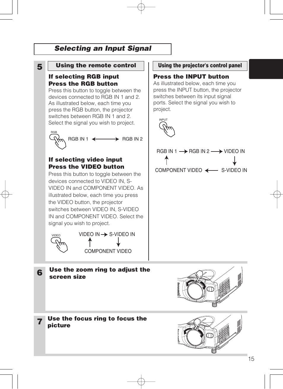 Selecting an input signal | Dukane 8062 User Manual | Page 16 / 60