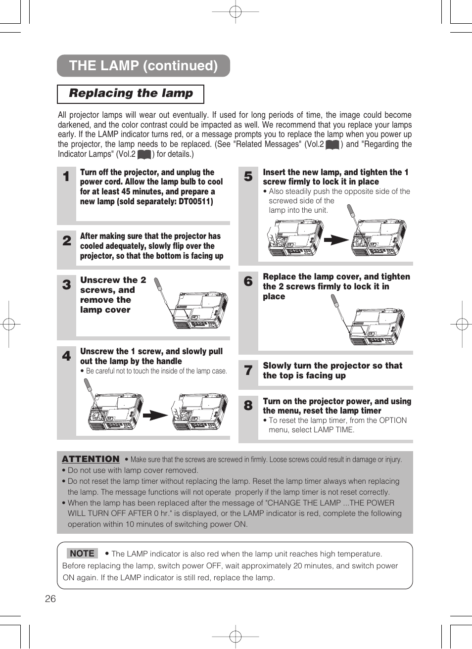 The lamp (continued), Replacing the lamp | Dukane 8062 User Manual | Page 27 / 60