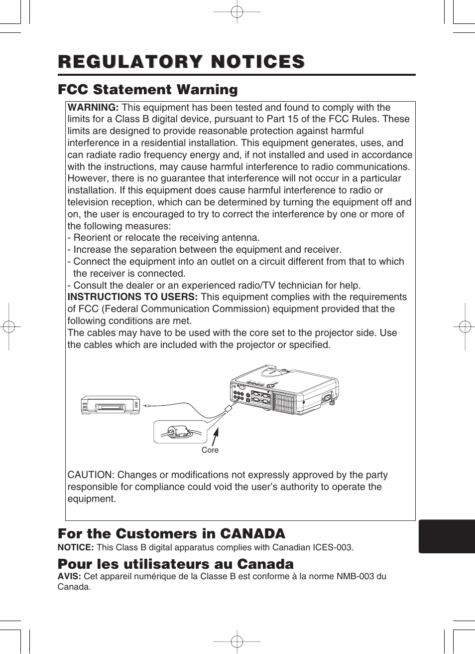 Regulatory notices, Fcc statement warning for the customers in canada, Pour les utilisateurs au canada | Dukane 8062 User Manual | Page 52 / 60
