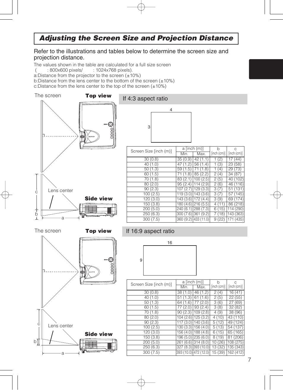 Adjusting the screen size and projection distance | Dukane 8062 User Manual | Page 8 / 60