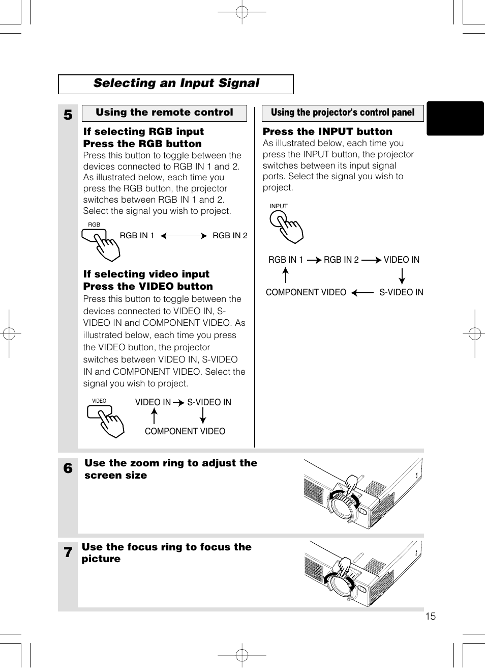 Selecting an input signal | Dukane 28A8801A User Manual | Page 23 / 62