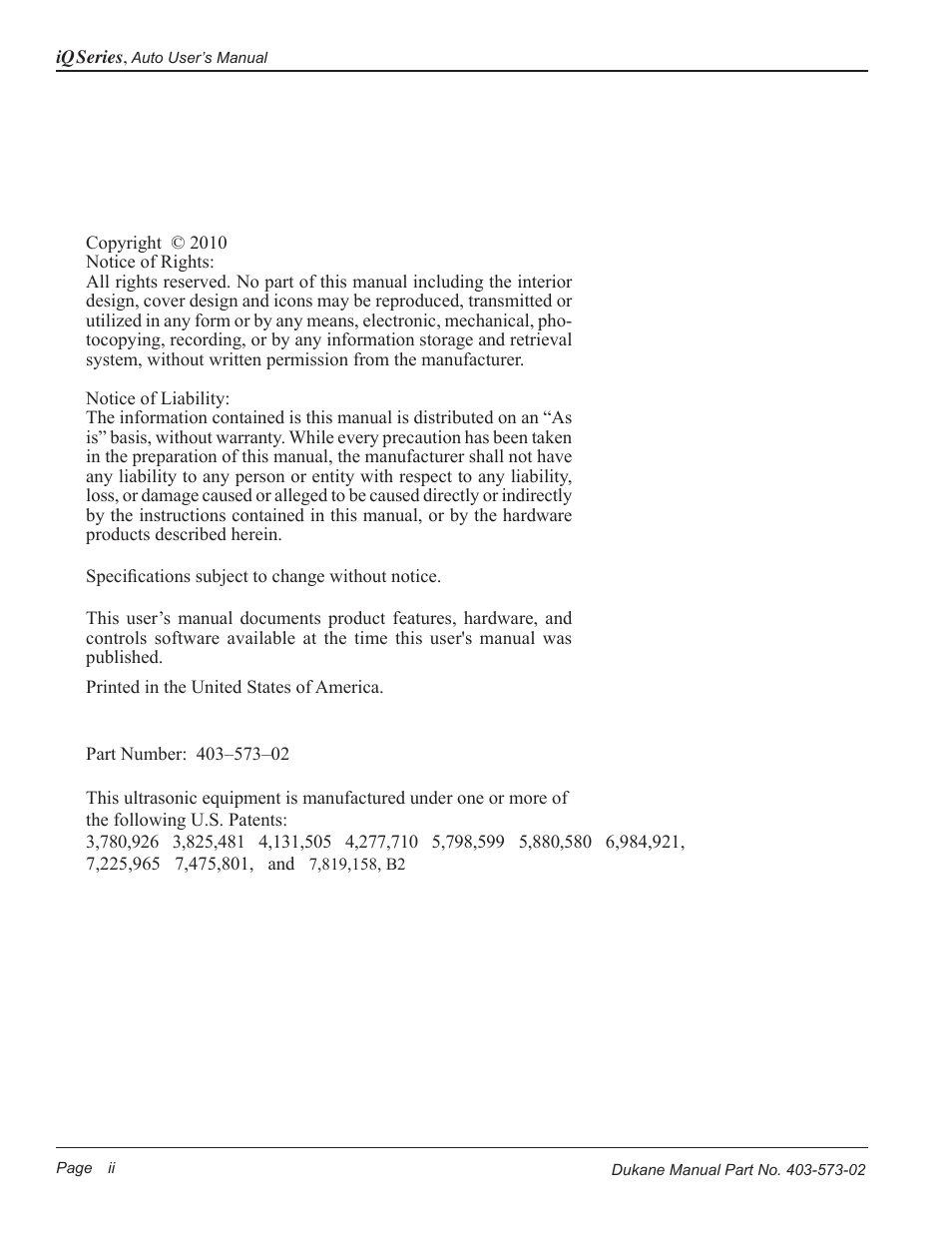 Dukane ULTRASONIC GENERATOR/POWER SUPPLY 403-573-02 User Manual | Page 2 / 58