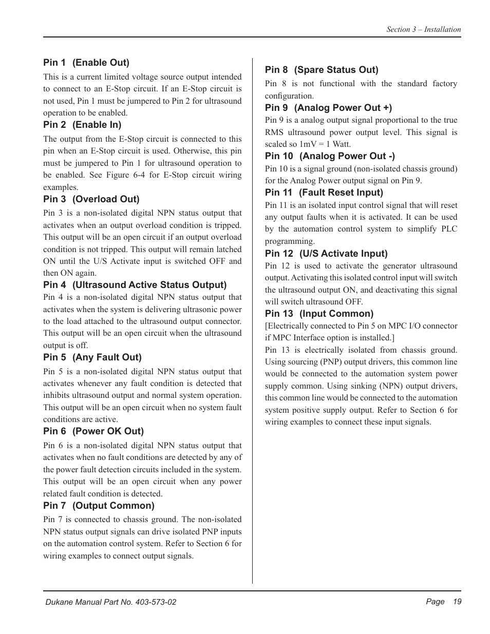 Dukane ULTRASONIC GENERATOR/POWER SUPPLY 403-573-02 User Manual | Page 25 / 58