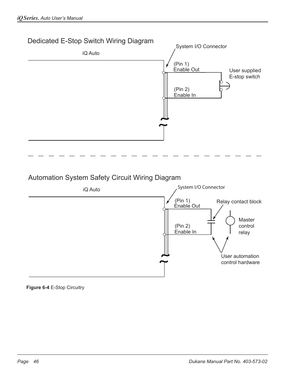 Dedicated e-stop switch wiring diagram, Automation system safety circuit wiring diagram | Dukane ULTRASONIC GENERATOR/POWER SUPPLY 403-573-02 User Manual | Page 52 / 58