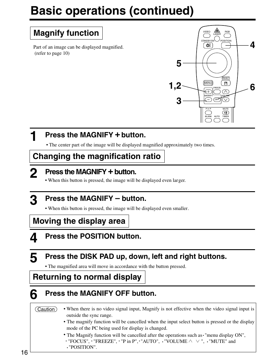 Basic operations (continued), Press the magnify, Button | Press the position button, Press the magnify off button | Dukane 28A8800A User Manual | Page 18 / 38