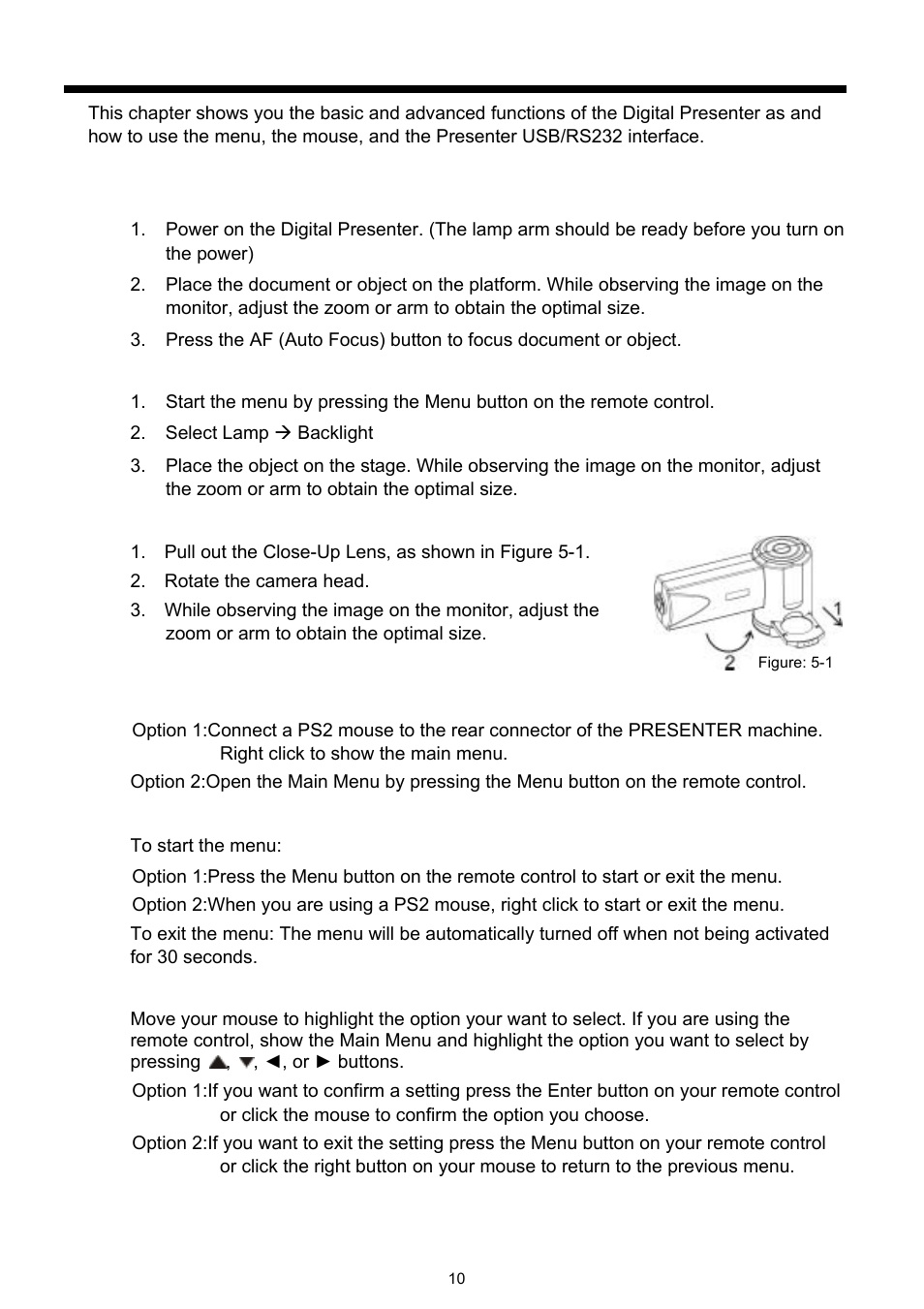 5__using the digital presenter, Etting, Tarted | Sing the, Osd m | Dukane DVP303A User Manual | Page 12 / 22