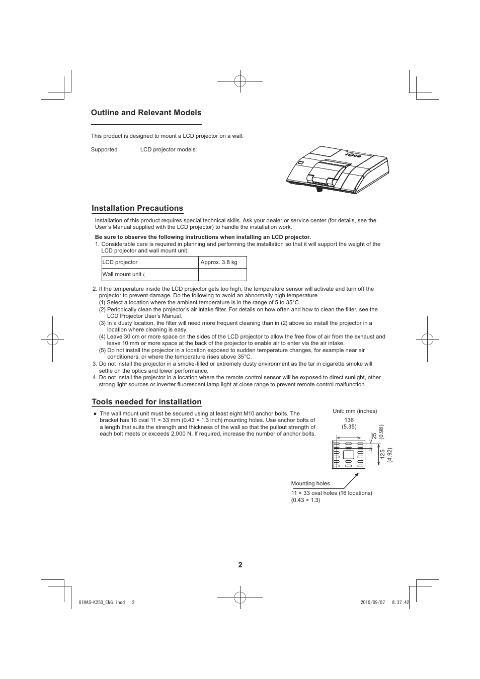 Outline and relevant models | Dukane LCD Data Video Projector 8104HW-WALLARM User Manual | Page 4 / 24