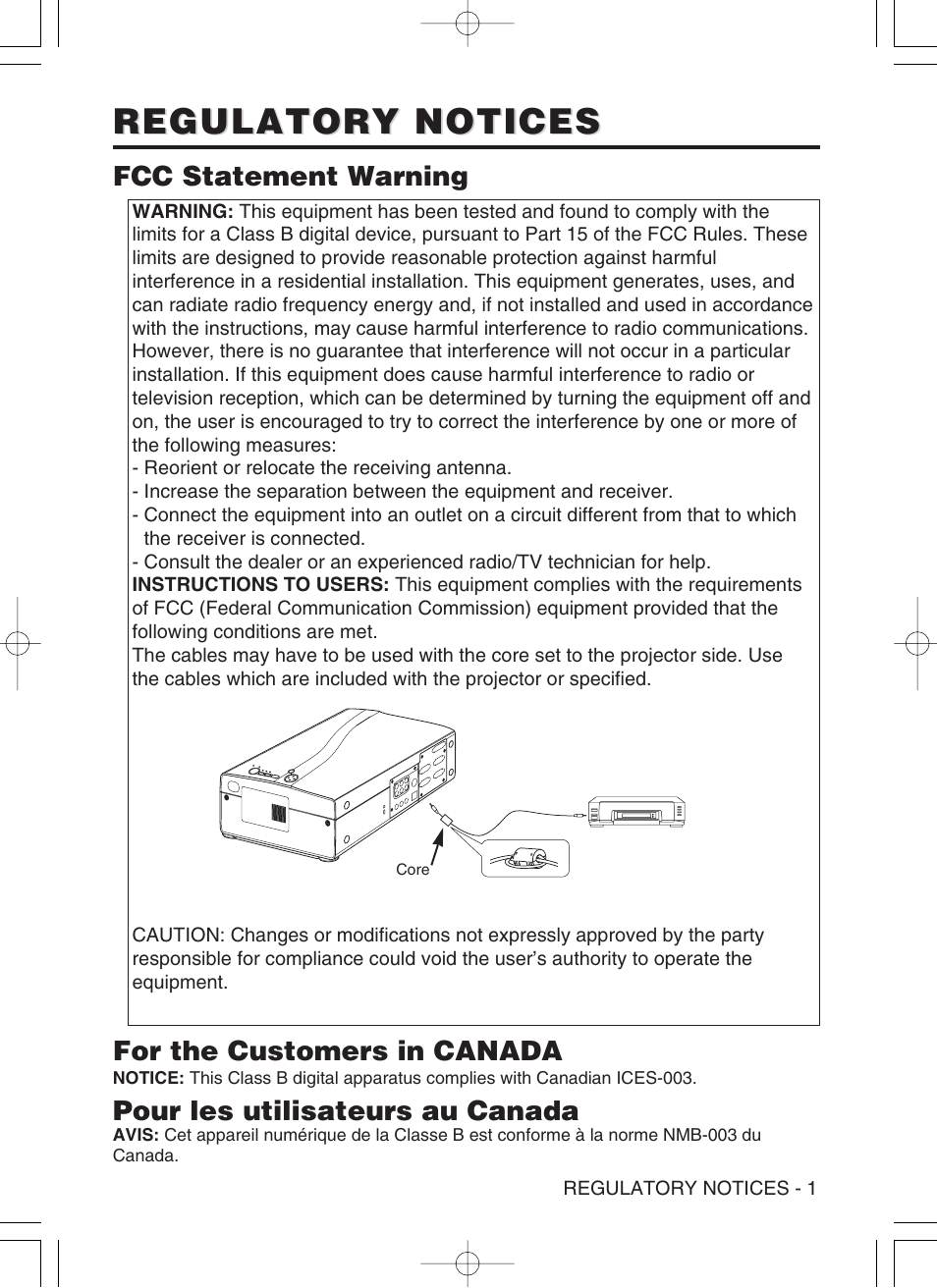 Regulatory notices, Fcc statement warning for the customers in canada, Pour les utilisateurs au canada | Dukane 28A9115A User Manual | Page 47 / 50