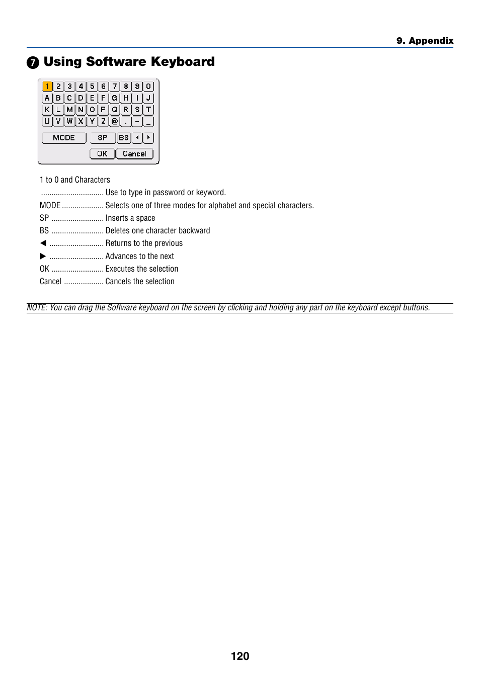 7) using software keyboard, ᕧ using software keyboard | Dukane 8768 User Manual | Page 120 / 122