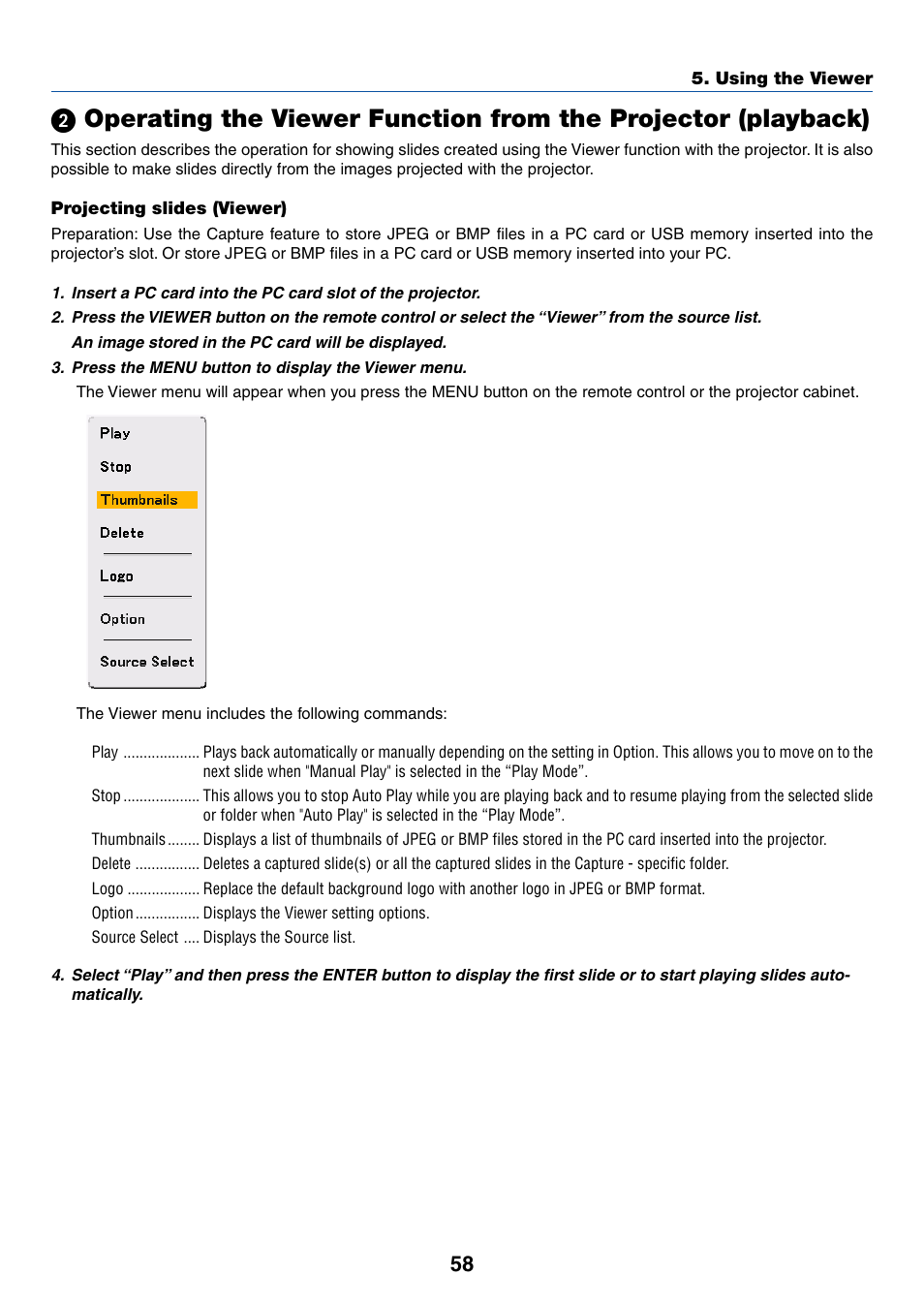 Projecting slides (viewer) | Dukane 8768 User Manual | Page 58 / 122