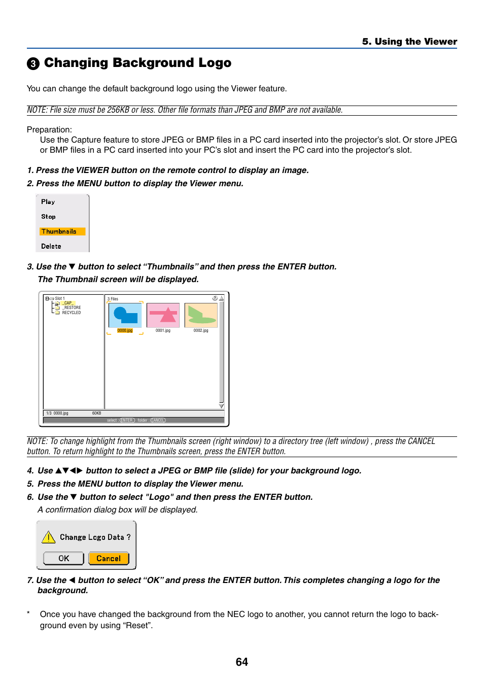 3) changing background logo, ᕣ changing background logo | Dukane 8768 User Manual | Page 64 / 122