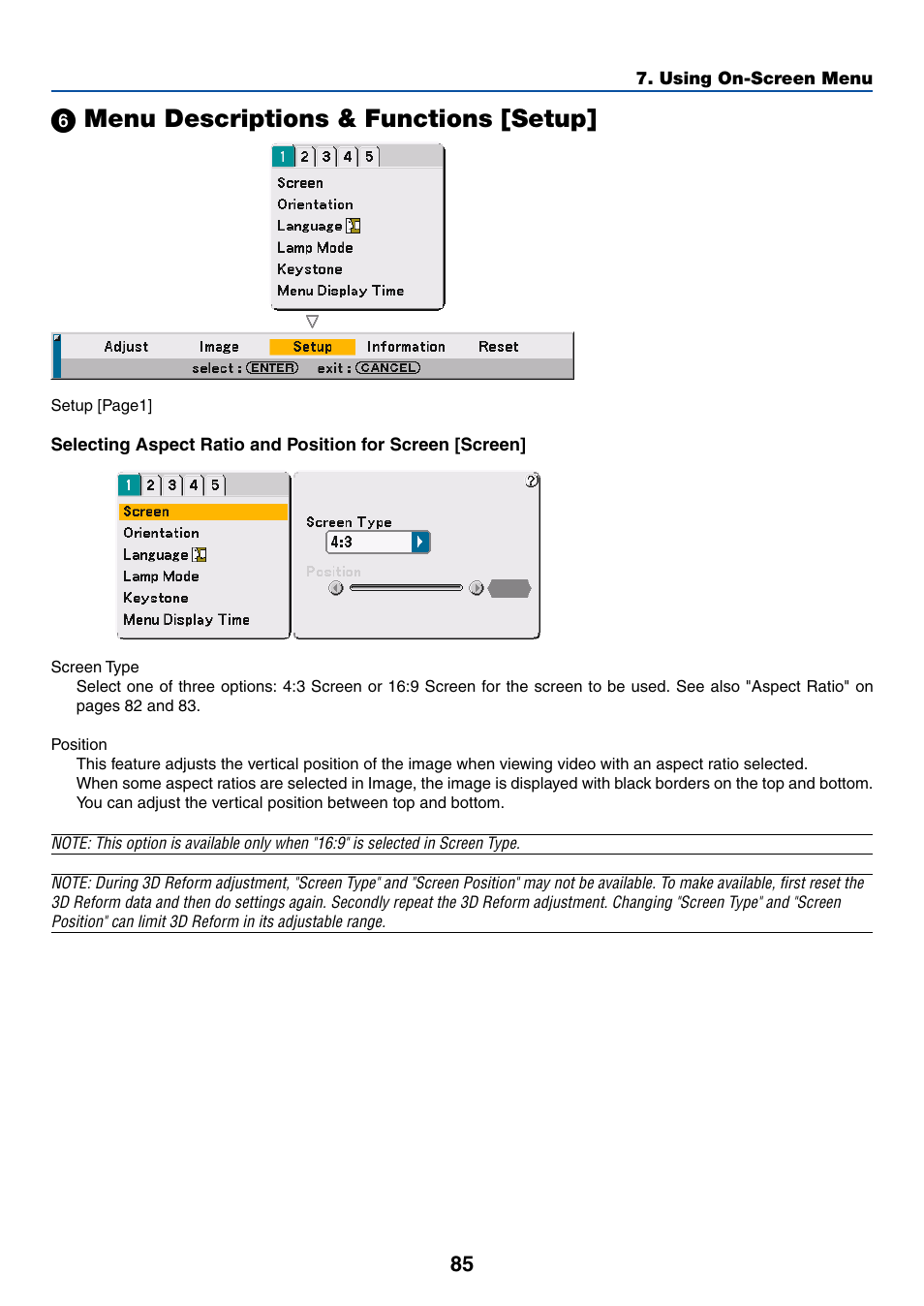 6) menu descriptions & functions [setup, ᕦ menu descriptions & functions [setup | Dukane 8768 User Manual | Page 85 / 122