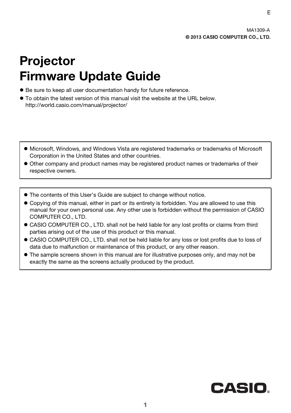 Casio Firmware Update User Manual | 5 pages