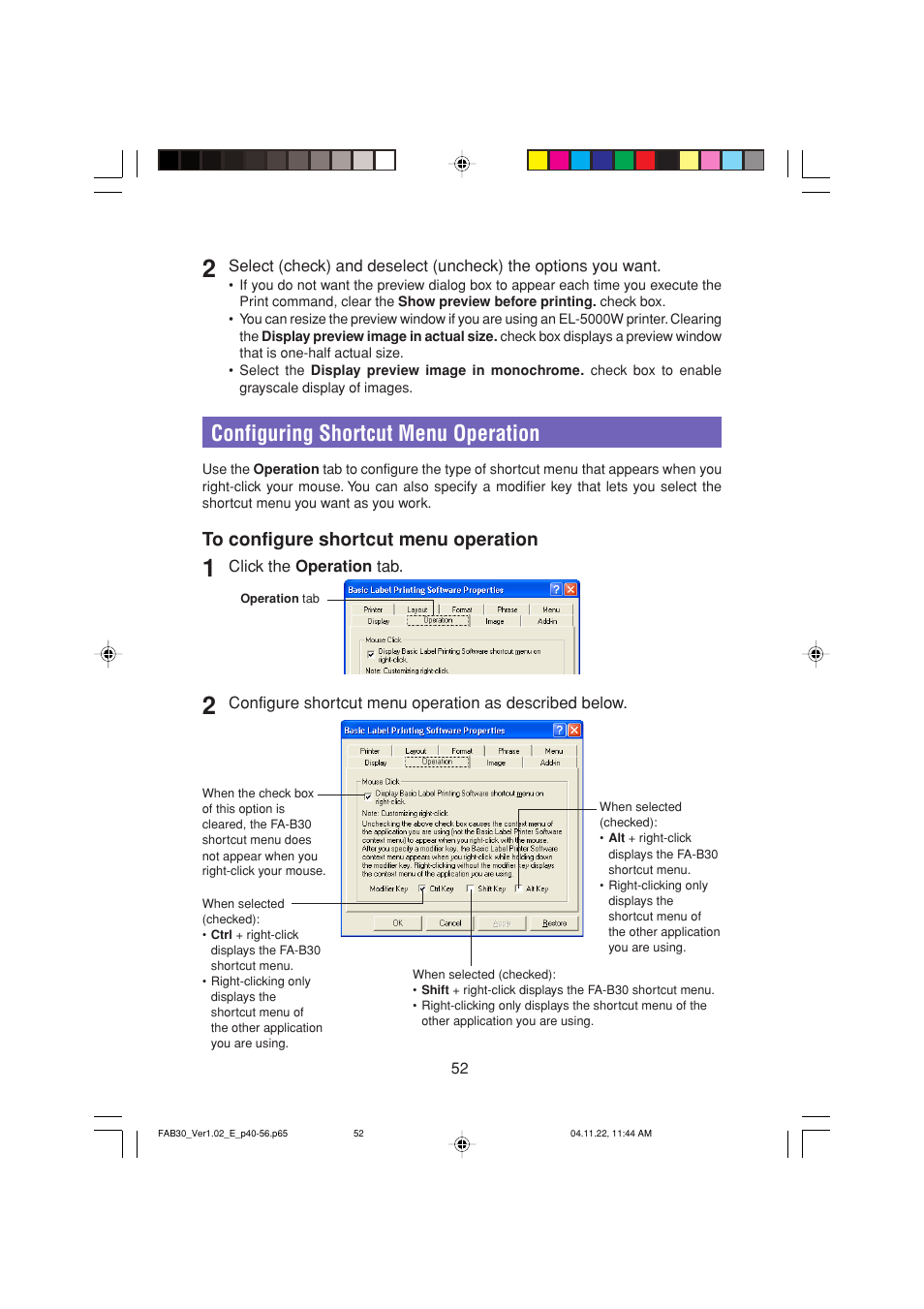 Configuring shortcut menu operation | Casio CW-L300 User Manual | Page 52 / 68