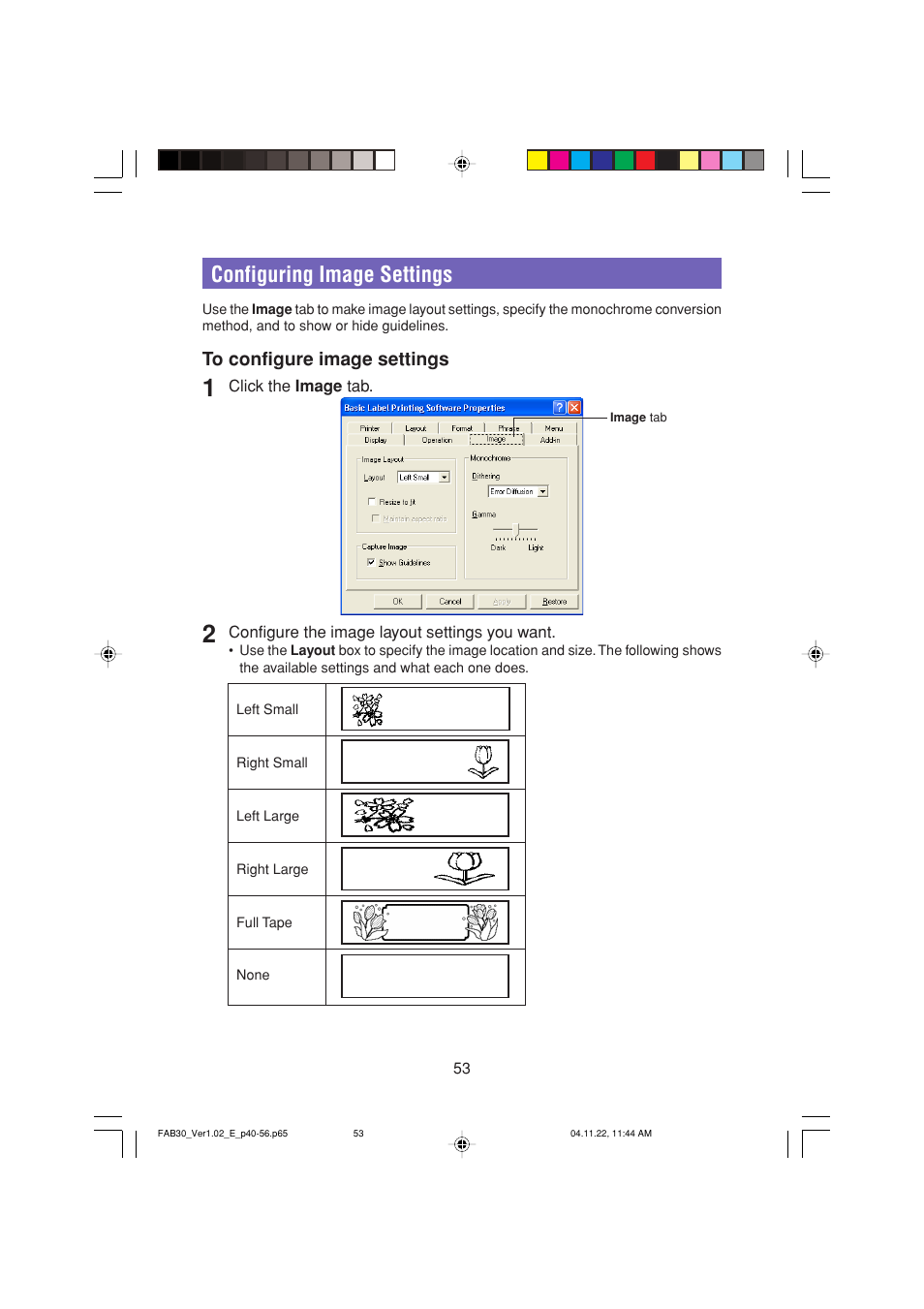 Configuring image settings | Casio CW-L300 User Manual | Page 53 / 68