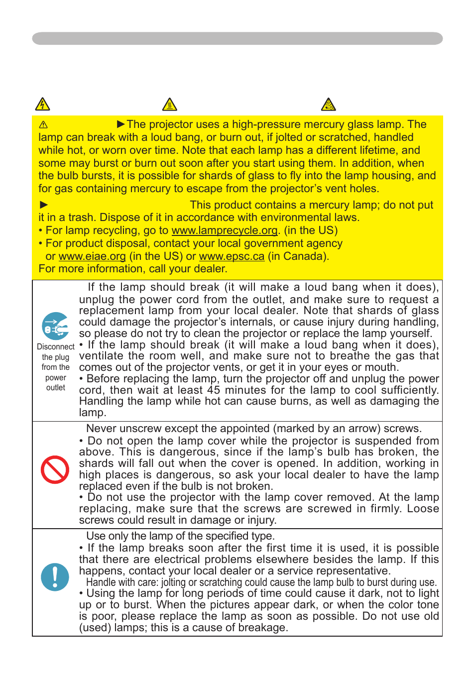 Lamp warning | Dukane 8912 User Manual | Page 53 / 88