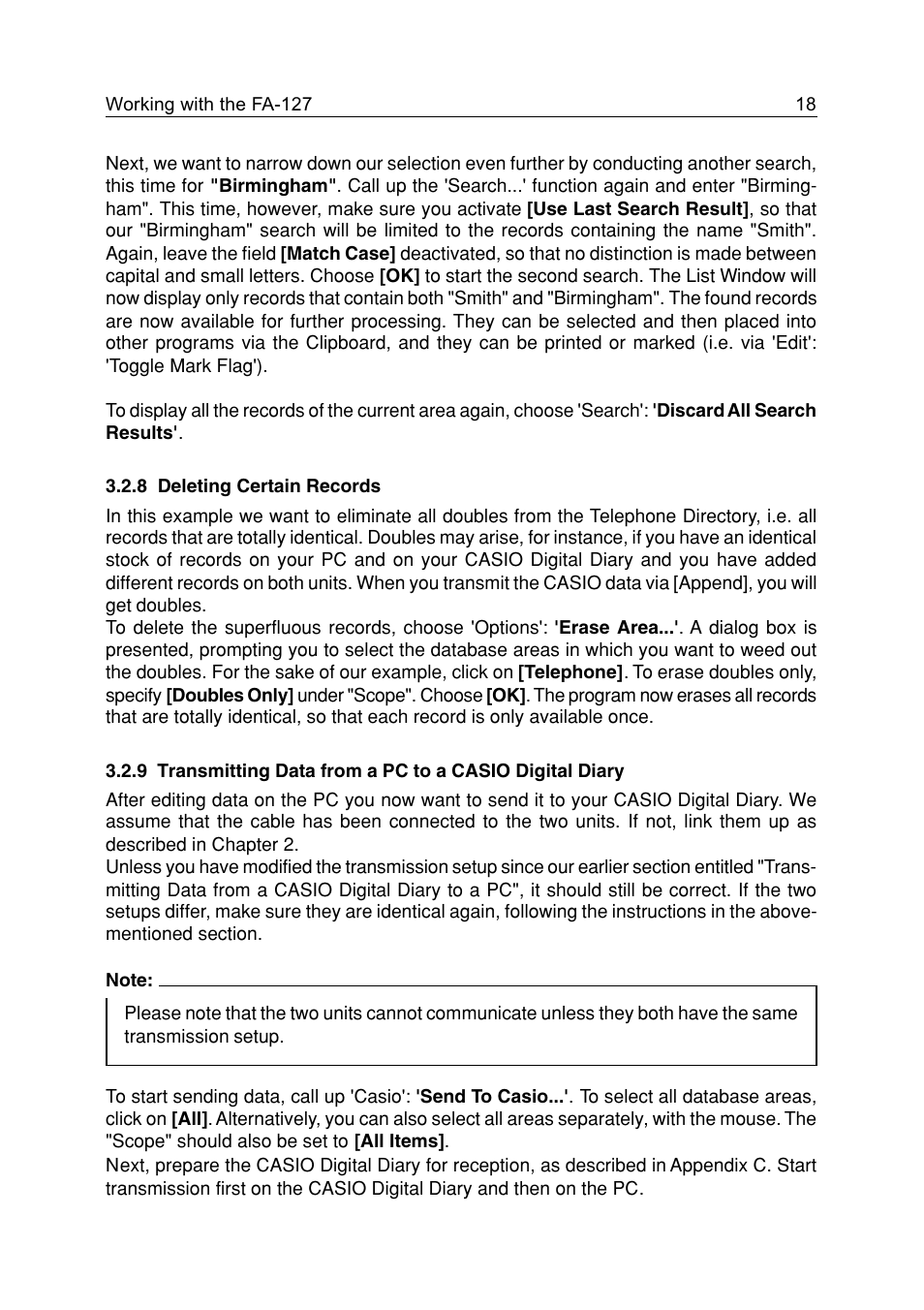 8 deleting certain records | Casio FA-127 v1.5 User Manual | Page 18 / 31
