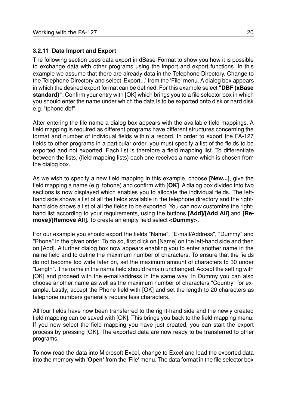 11 data import and export, 11 data import and export 20 | Casio FA-127 v1.5 User Manual | Page 20 / 31