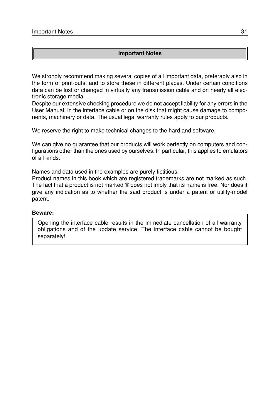 Important notes, Important notes 31 | Casio FA-127 v1.5 User Manual | Page 31 / 31
