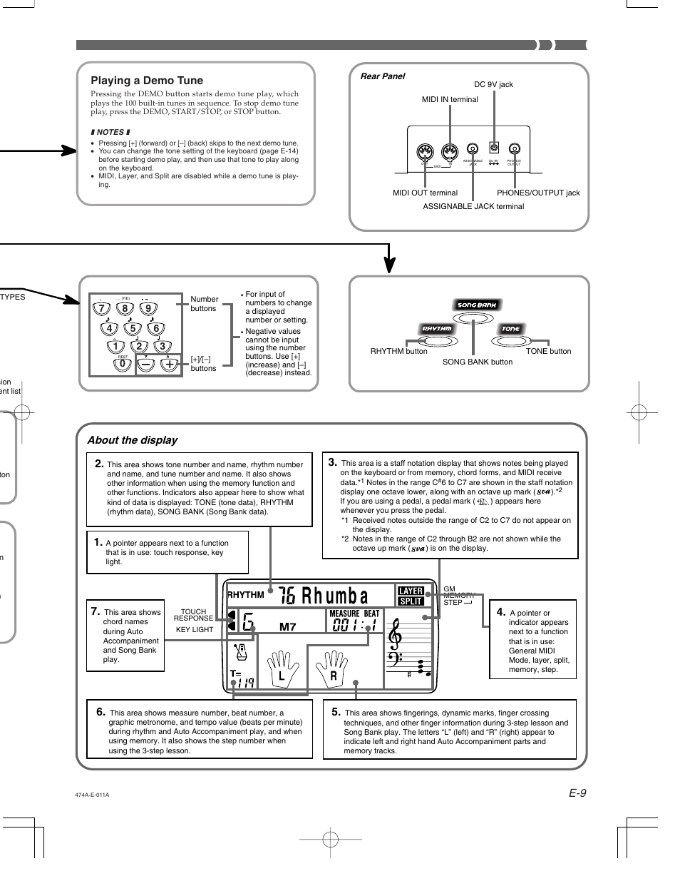 About the display, Playing a demo tune | Casio LK-50 General Guide User Manual | Page 2 / 2