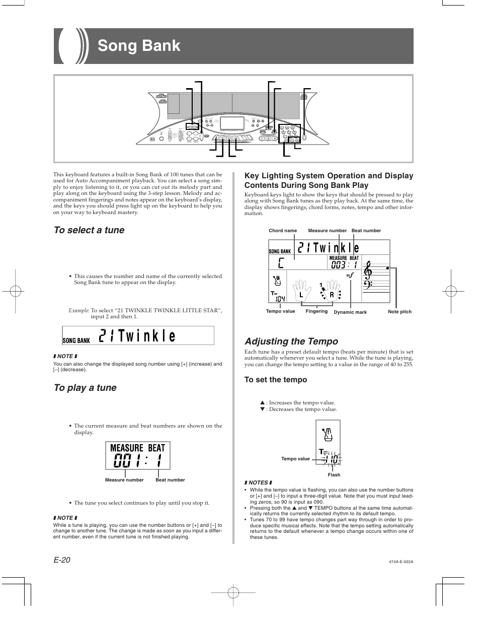 Casio LK-50 Song Bank User Manual | 2 pages