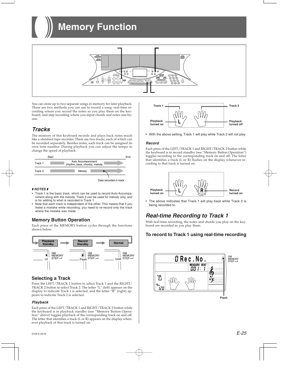 Casio LK-50 Memory Function User Manual | 7 pages