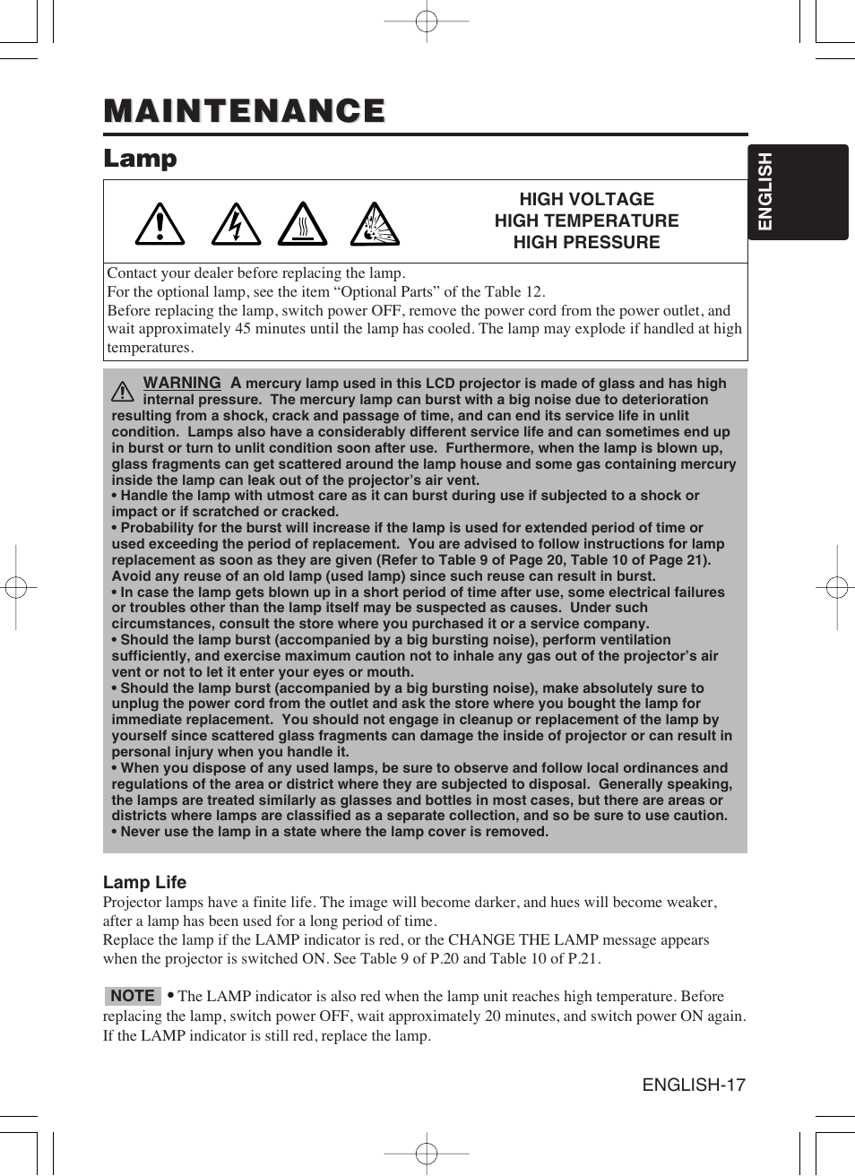 Maintenance, Lamp | Dukane 8053 User Manual | Page 19 / 40