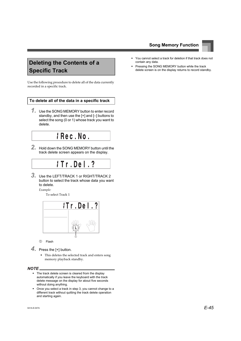 Deleting the contents of a specific track | Casio LK-73 User Manual | Page 14 / 19