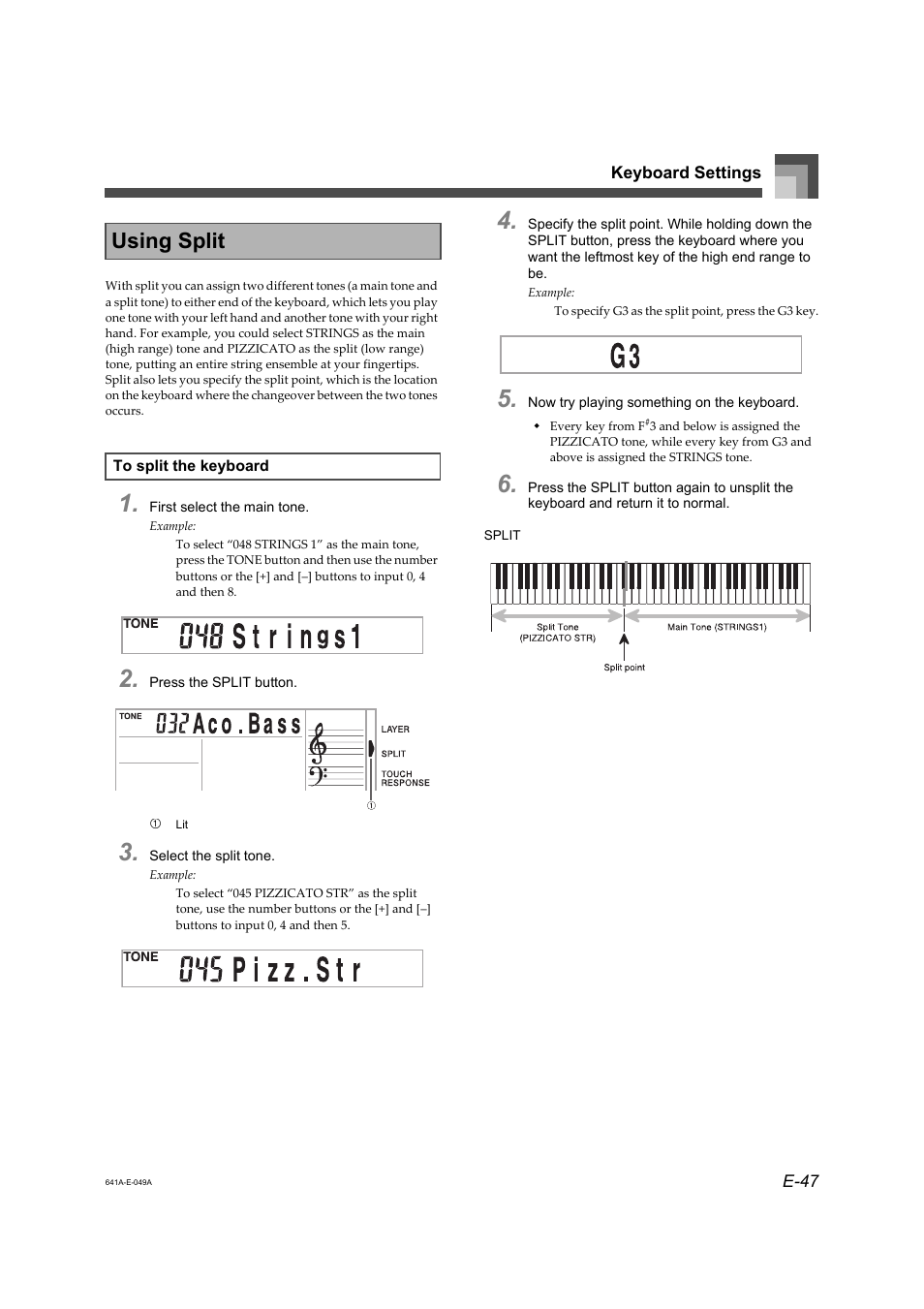 Using split | Casio LK-73 User Manual | Page 16 / 19