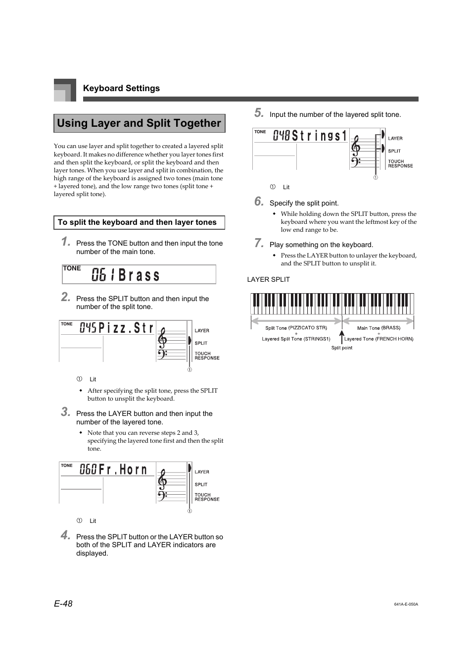 Using layer and split together | Casio LK-73 User Manual | Page 17 / 19