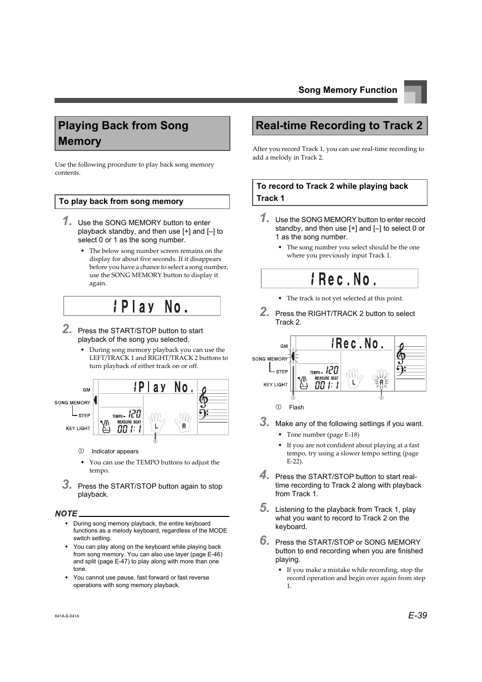 Real-time recording to track 2 | Casio LK-73 User Manual | Page 8 / 19