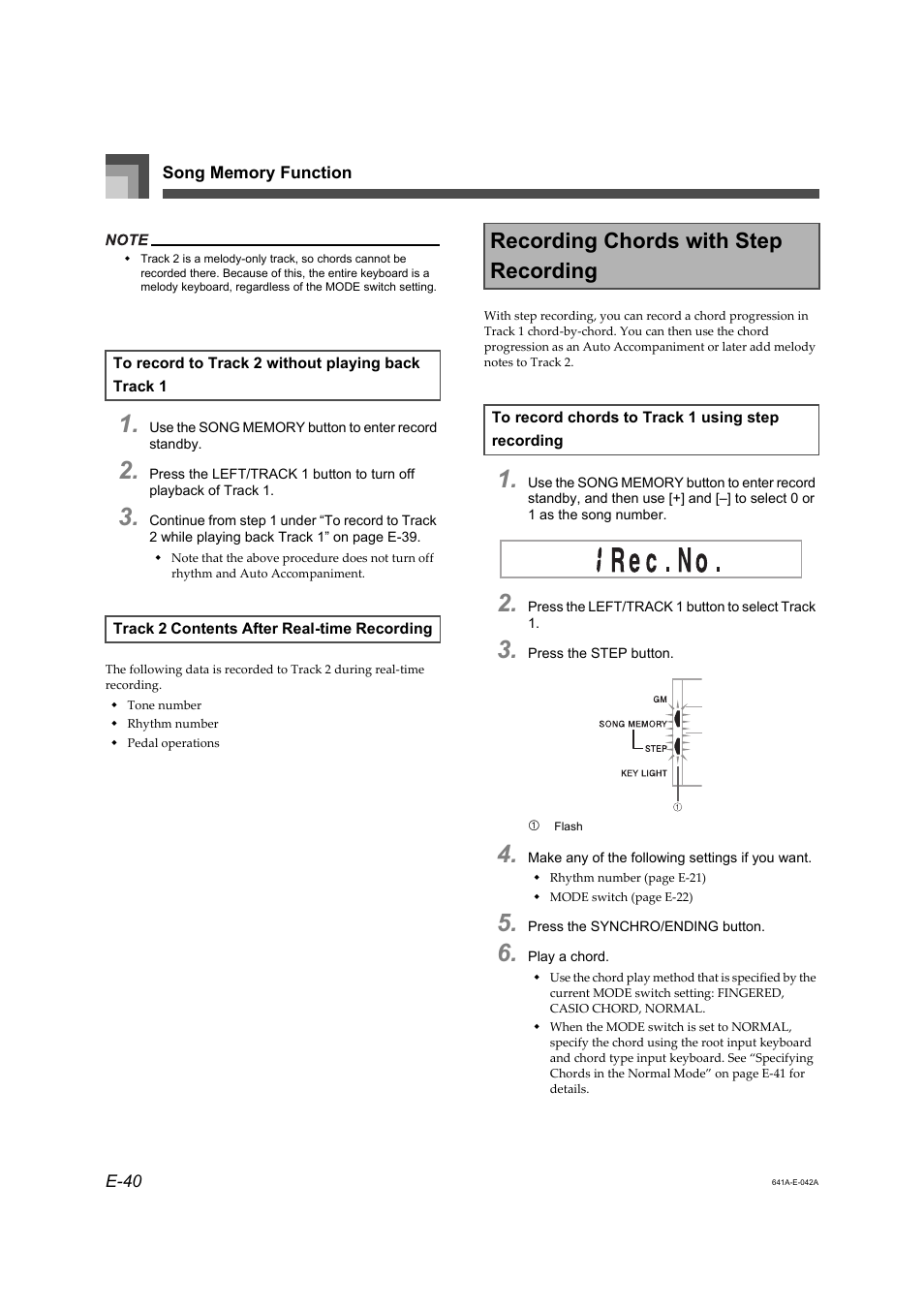 Recording chords with step recording | Casio LK-73 User Manual | Page 9 / 19