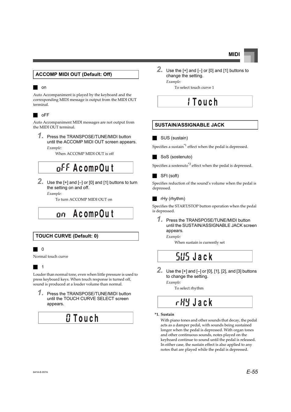 E-55 midi | Casio LK-73 User Manual | Page 5 / 24