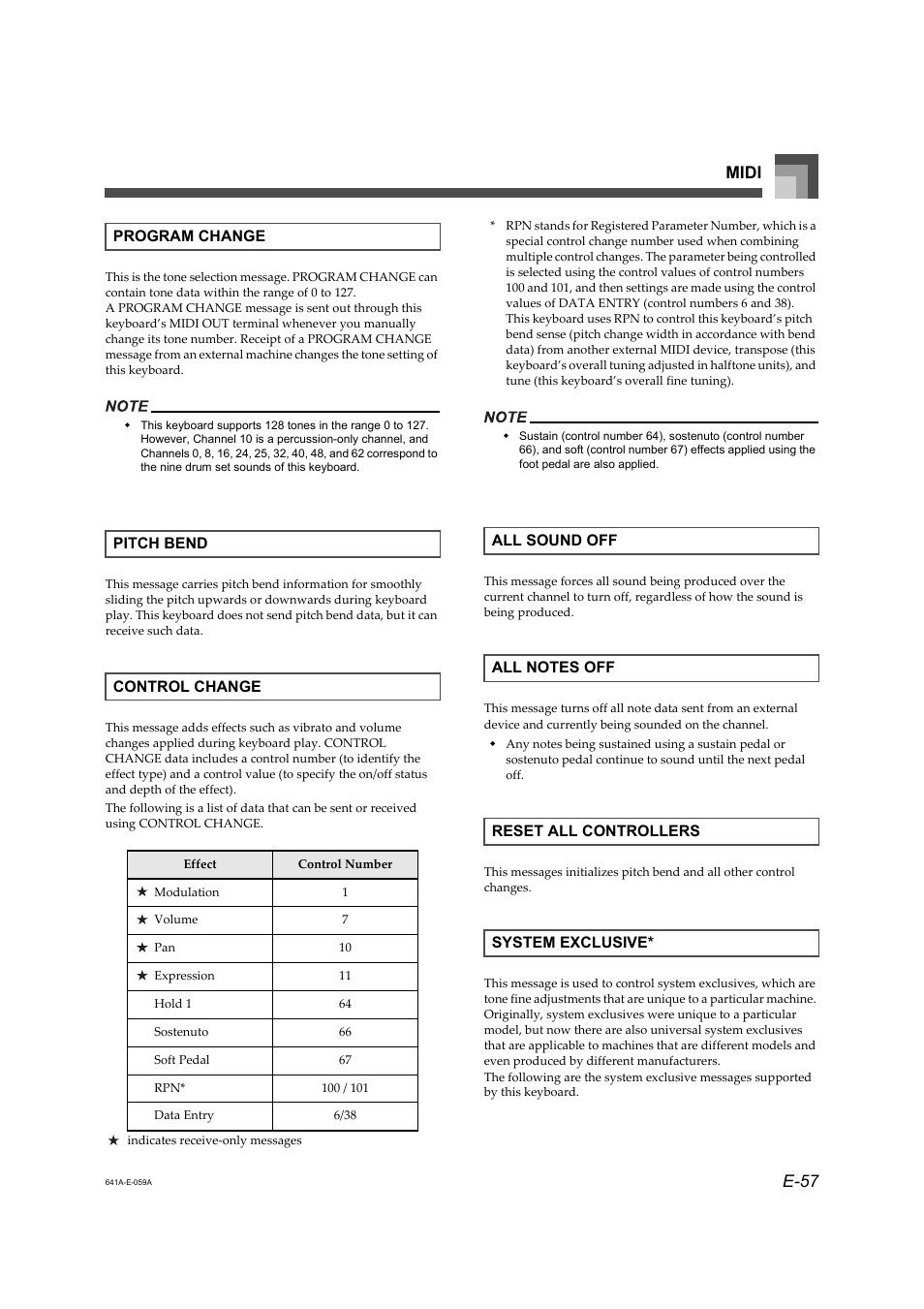 E-57 midi | Casio LK-73 User Manual | Page 7 / 24