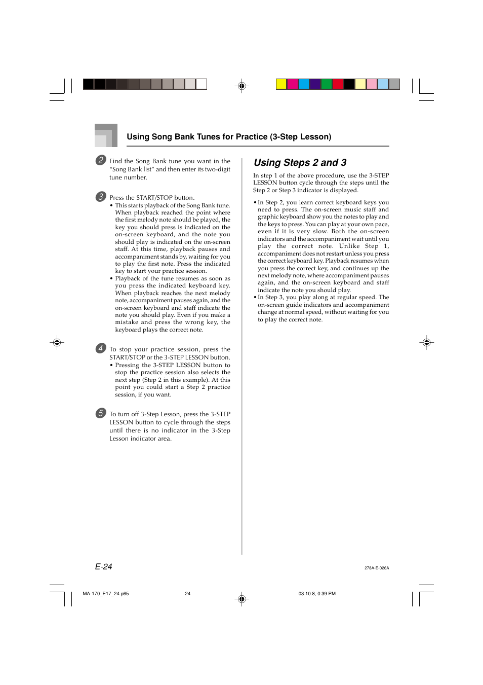 Using steps 2 and 3 | Casio MA-170 User Manual | Page 26 / 43
