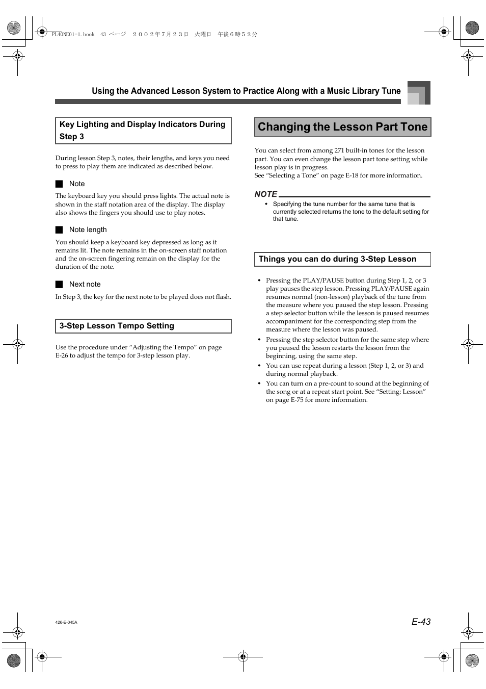 Changing the lesson part tone | Casio PL-40R 2 User Manual | Page 11 / 50