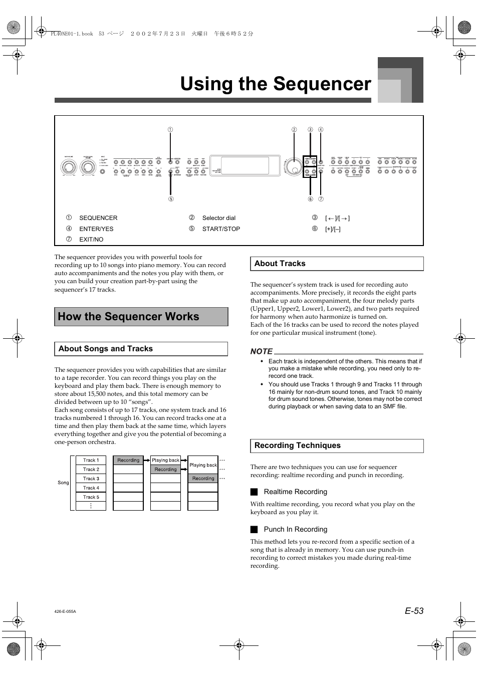 Using the sequencer, How the sequencer works, E-53 | Casio PL-40R 2 User Manual | Page 21 / 50