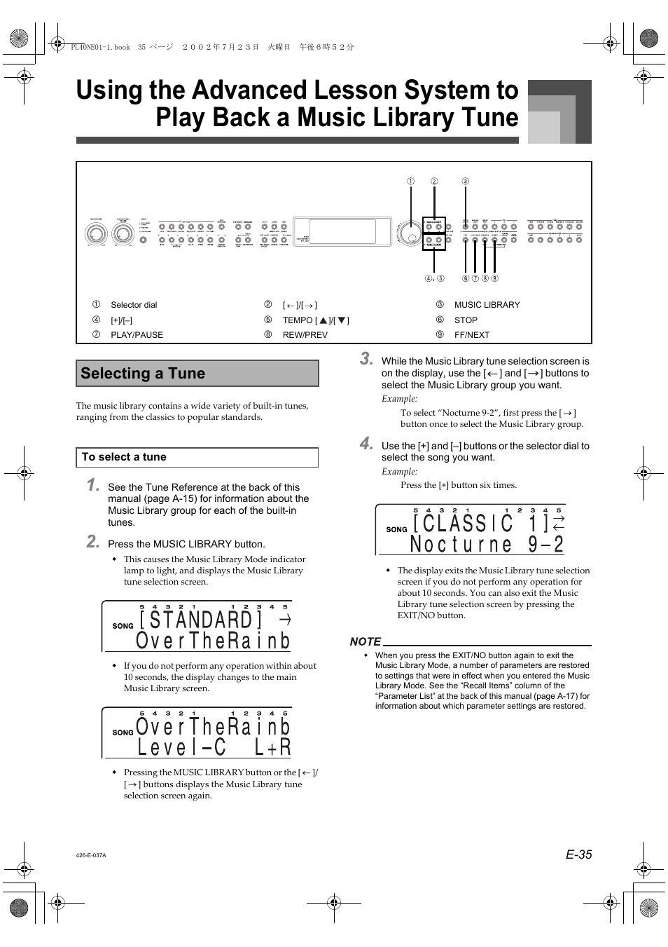 Selecting a tune | Casio PL-40R 2 User Manual | Page 3 / 50