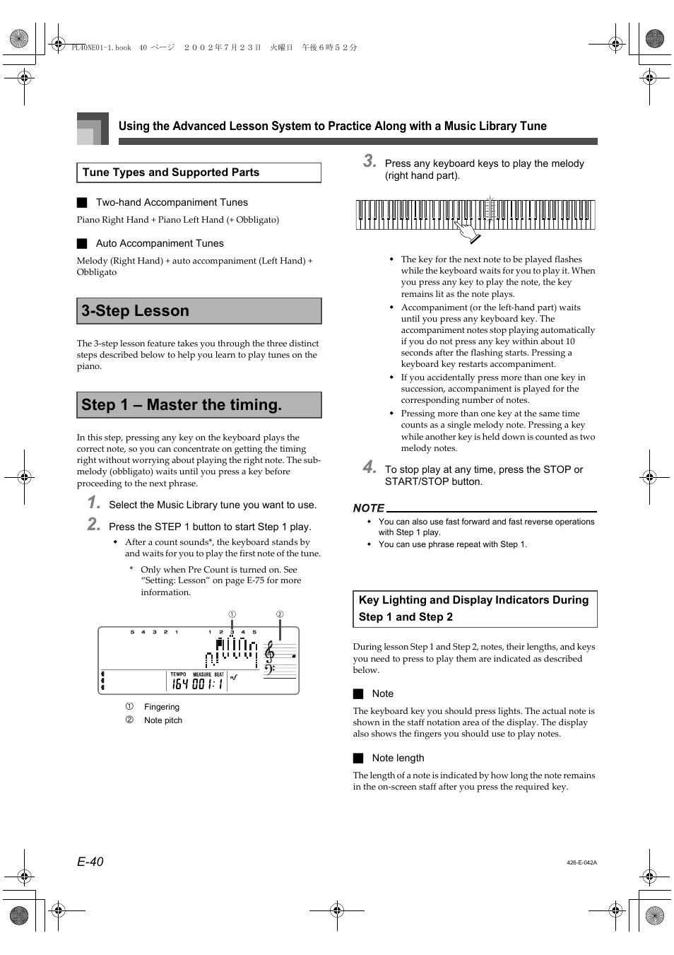 Step lesson step 1 – master the timing | Casio PL-40R 2 User Manual | Page 8 / 50