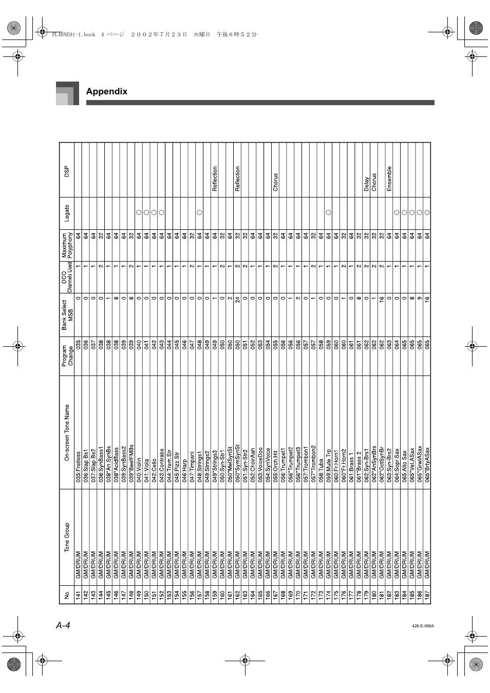 Appendix a-4 | Casio PL-40R 3 User Manual | Page 12 / 14