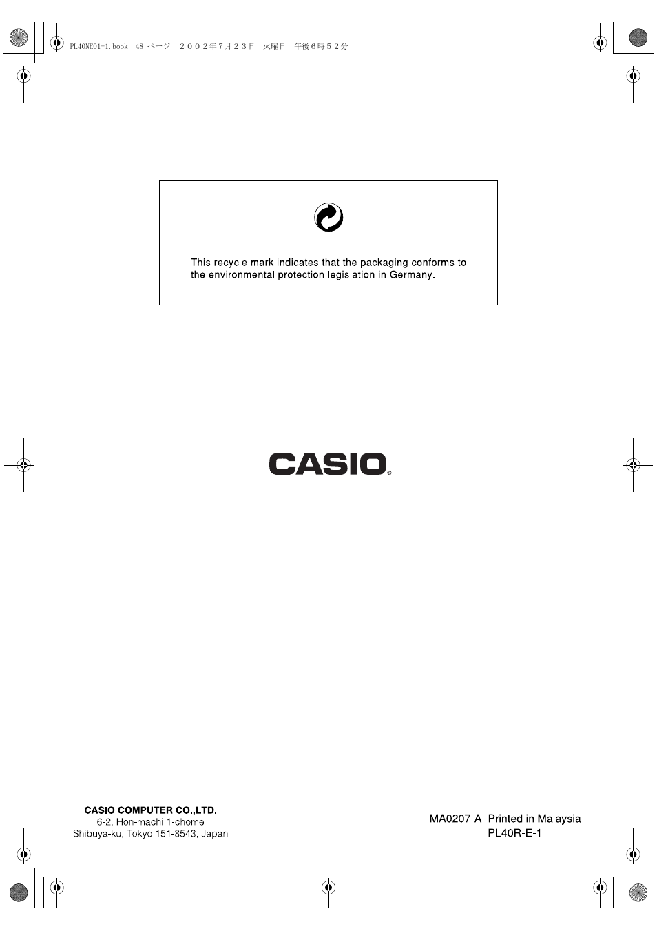 Casio PL-40R 5 User Manual | Page 32 / 32