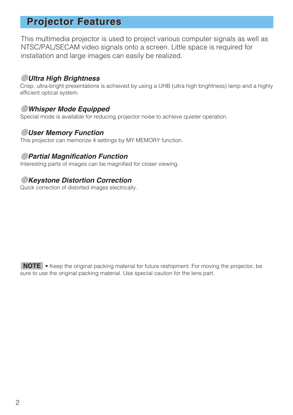 Projector features | Dukane 8940 User Manual | Page 4 / 64