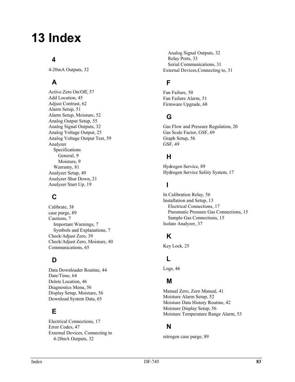13 index | Delta Faucet NANOTRACE DF-745 User Manual | Page 87 / 98