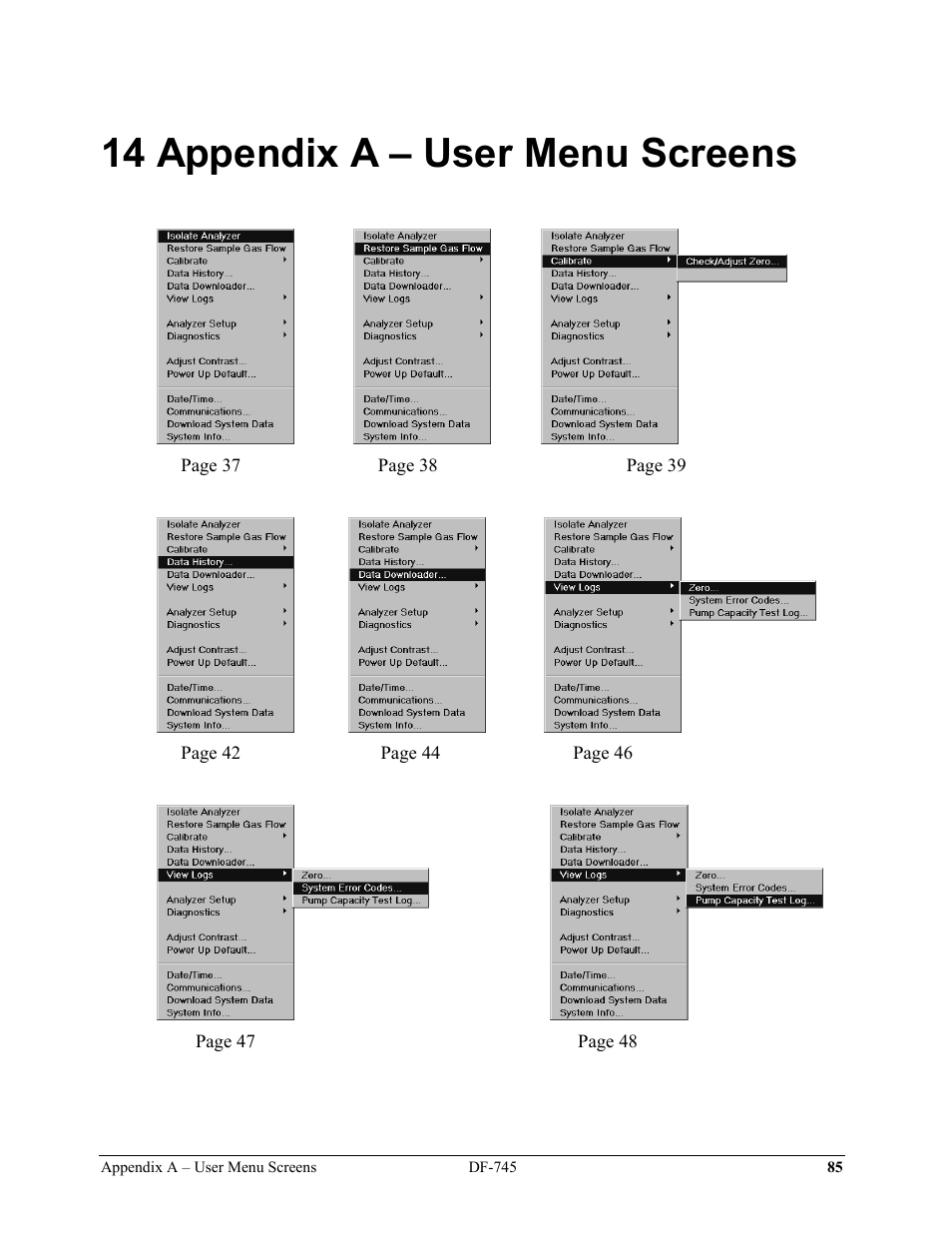 14 appendix a – user menu screens | Delta Faucet NANOTRACE DF-745 User Manual | Page 89 / 98