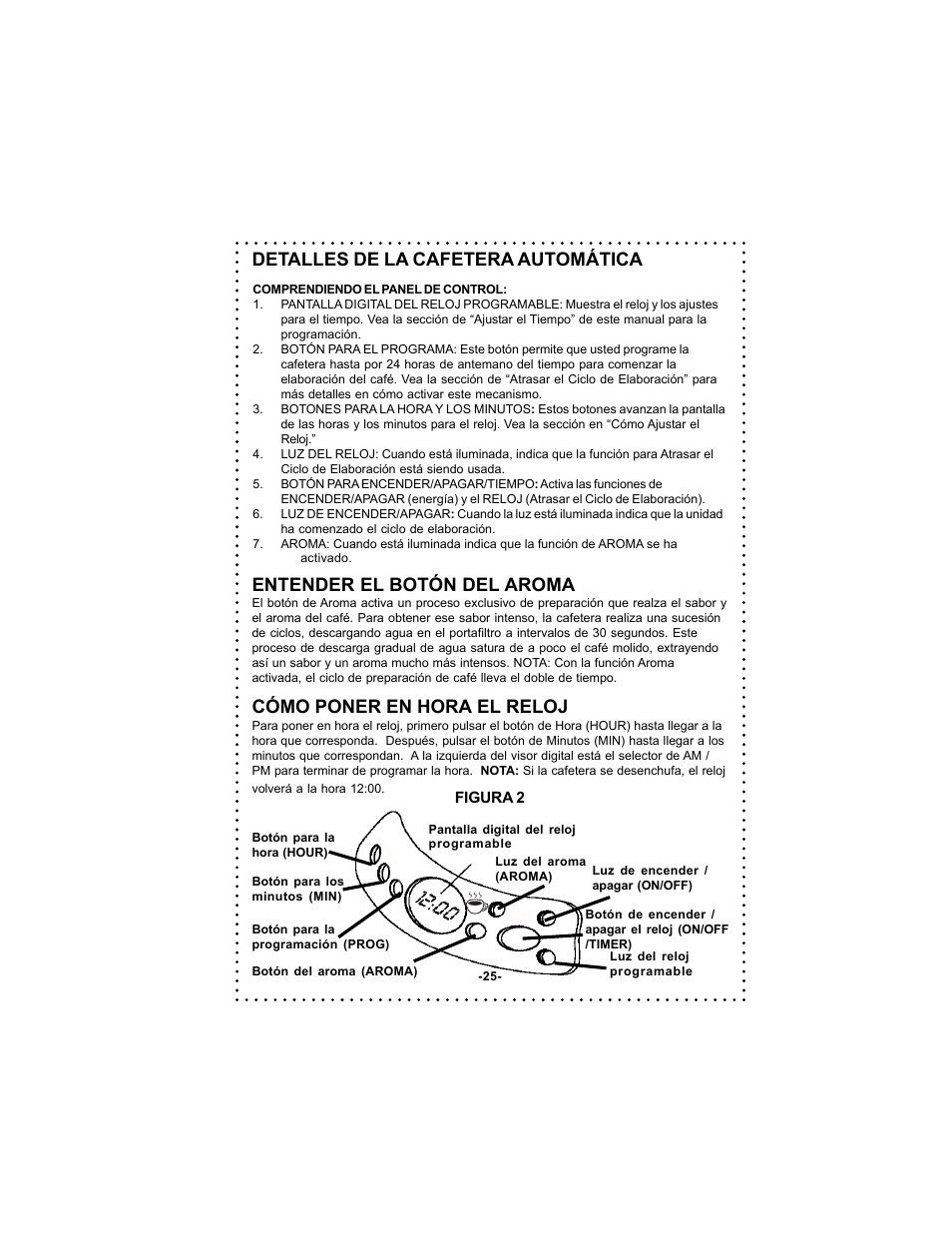 Detalles de la cafetera automática | DeLonghi DC59TW User Manual | Page 25 / 44