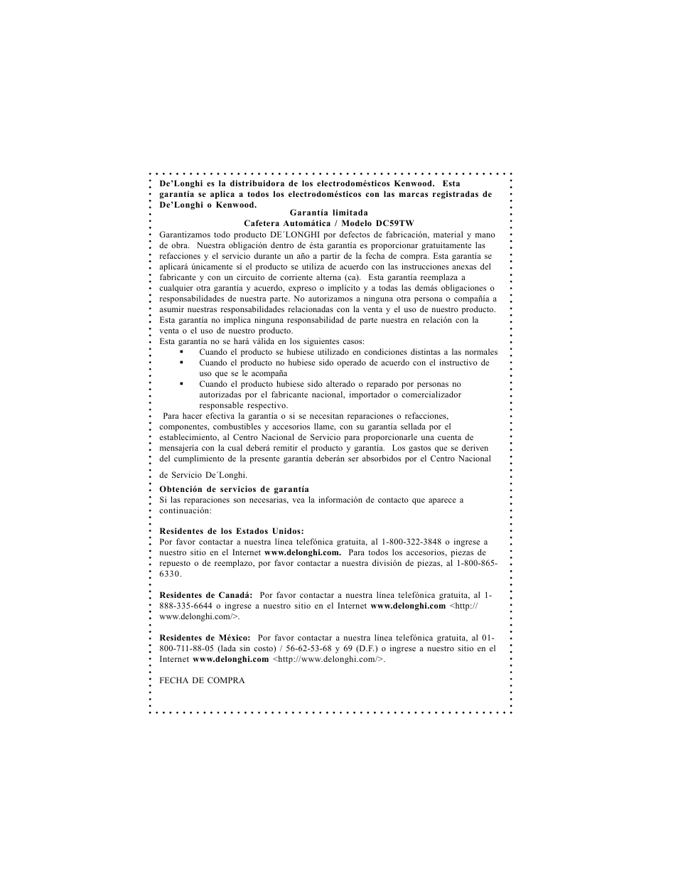 DeLonghi DC59TW User Manual | Page 42 / 44