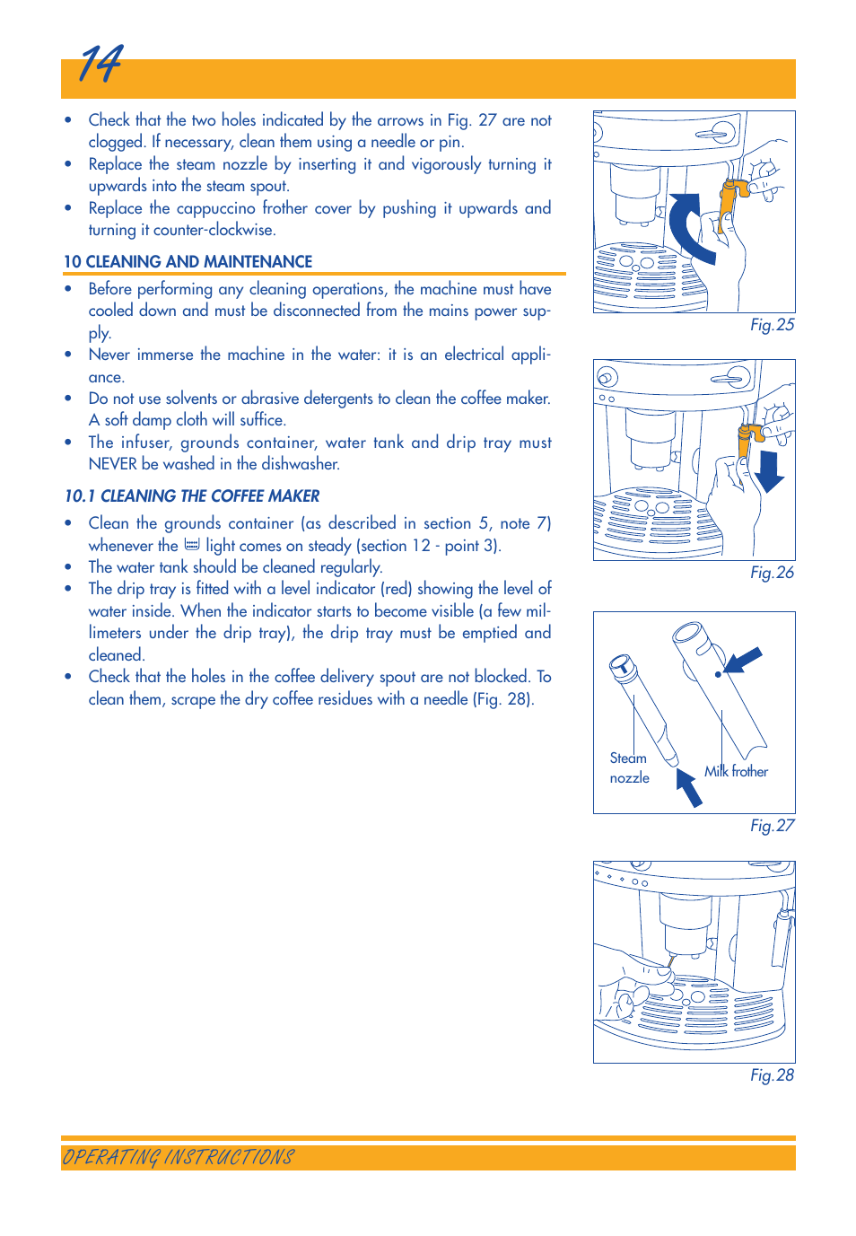 Operating instructions | DeLonghi ESAM3300 User Manual | Page 14 / 22